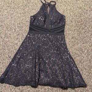 Morgan & Co. blue Sequin Backless Dress